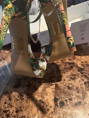 Aldo Green Multi-Print Chain-Detail Women’s Heel Bag